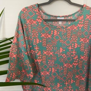 LuLaRoe Irma: Mint Green w/ Bright Orange Pattern